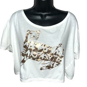 Women's H&M White/Rose Gold Tiger Graphic Crop Top - 2